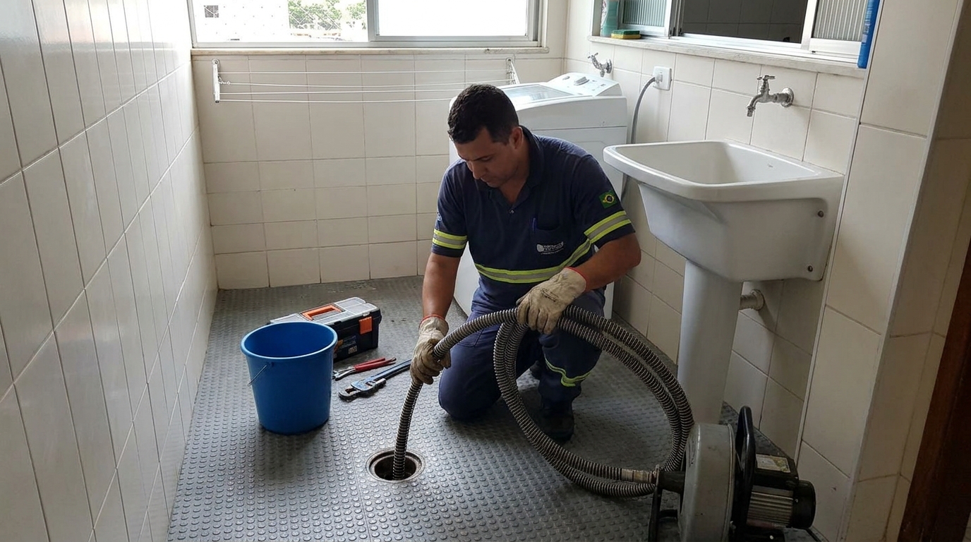 Desentupimento de ralo residencial em Serra‑ES